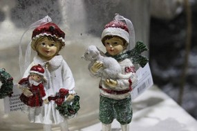 Bielo červené vianočné závesné figúrky 4ks 11cm