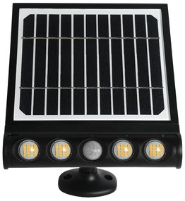 Ecolamp Exteriérové solárne LED svietidlo Talent, 4x LED 8w, čierna, pohybový senzor