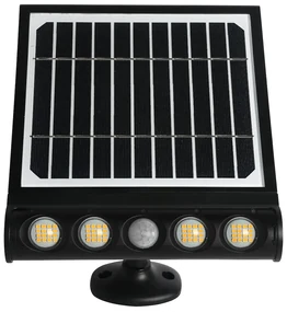 Exteriérové solárne LED svietidlo Talent, 4x LED 8w, čierna, pohybový senzor