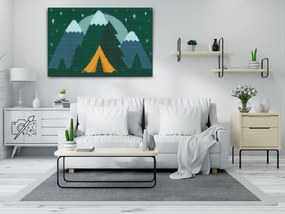 Gario Diamantové maľovanie Kempovanie v lese Rozmery: 40 x 60 cm, Rámovanie: Iba zrolované plátno, Diamanty: Okrúhle