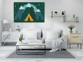 Gario Diamantové maľovanie Kempovanie v lese Rozmery: 80 x 120 cm, Rámovanie: Iba zrolované plátno, Diamanty: Okrúhle