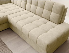 Svetlohnedá zamatová rozkladacia rohová pohovka (ľavý roh/s leňoškou) Blezalt – ELTAP