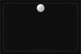 Rea Savoy, sprchová vanička 100x80x6 cm + sifón s chrómovou krytkou, čierna lesklá, REA-K4087