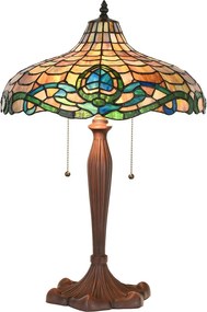 Hnedá stolná lampa Tiffany Vaganto - Ø 41*60 cm E27/max 2*60W