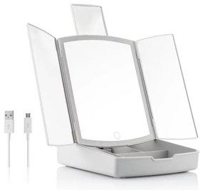 Skladacie zrkadlo s LED svetlom 3 v 1 s organizérom mejkapu Panomir - InnovaGoods