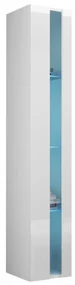 Vitrína 180 Zigo New, Osvetlenie: osvetlenie LED biele, Farby: biela / biely lesk