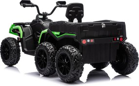 LEAN CARS Štvorkolka na batérie ATV 6 kolies s prívesom JC606 24V 4x4 zelená