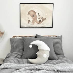 Obojstranný prehoz z mušelínu a umelej kožušiny šedá melange 140x200 cm