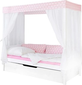XXXLutz POSTEĽ S NEBESAMI, 90/200 cm ružová, biela Livetastic - Postele - 000406004009