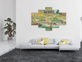 Obraz - Childe Hassam, Oyster Sloop, Cos Cob, reprodukcia (150x105 cm)