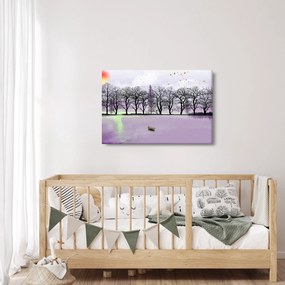 Obraz - Pramice na jazere (90x60 cm)
