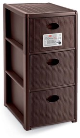 STEFANPLAST Úložný plastový regál Elegance Slim, 3 zásuvky, hnedý
