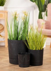 Květináč s podmiskou AZALEA 35 cm černý beton