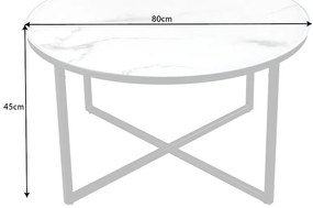 Konferenčný stolík Elegance 80cm biely mramorový vzhľad