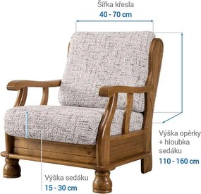 Bielastické poťahy VITTORIA smotanová kreslo s drevenými rúčkami (š. 40 - 70 cm)