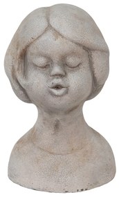 Sivá cementová dekorácia busta dievčatá - 11*10*18 cm