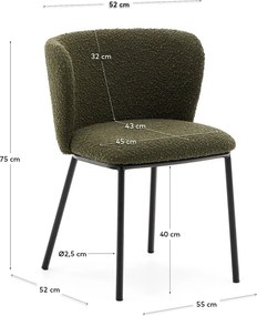 Zelené čalúnené jedálenské kreslo Ciselia – Kave Home