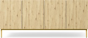 Komoda Nicole 200 cm štvordverová - Biely / Dub artisan / zlote nozki