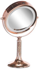 Kozmetické LED zrkadlo ø 18 cm ružovozlaté BAIXAS  Beliani