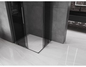 Mexen Velar L Duo, sprchový kút s posuvnými dverami 100 x 90 cm, 8mm šedé sklo, brúsený grafit, 871-100-090-02-43-95