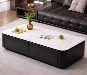 LuxuryForm DESIGN Konferenčný stolík ASTON 120 × 60 × 36 cm – čierny s bielou doskou