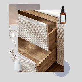 Závěsná skříňka pod umyvadlo Ocean 70 cm dub olejovaný/béžová