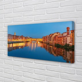Obraz na plátne Italy River mosty budovy v noci 125x50 cm