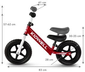 Detský balančný bicykel Kidwell REBEL 12" s EVA kolesami a ložiskami