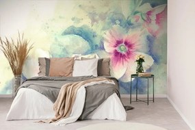Samolepiaca tapeta akvarelová ilustrácia kvetov - 450x300