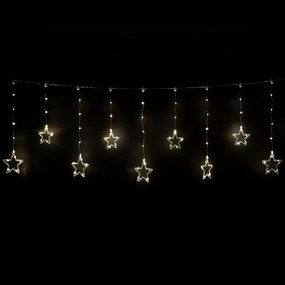 Svetelný vonkajší záves Stars, 200x60cm, LED, teplá biela, časovač, 8 funkcií, na batérie, 200 cm