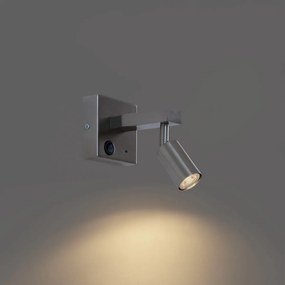 Moderné oceľové nástenné svietidlo s USB-C, naklápacie - Rex