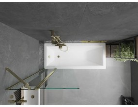 Mexen Flip, vaňová zástena 1-krídlová 80 x 150 cm, otočné krídlo, 6 mm číre sklo, zlatý profil, 894-080-101-50-00