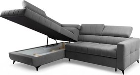 Rozkladacia rohová sedacia súprava Nardo L ľavá - sivý plyš Pretty 17