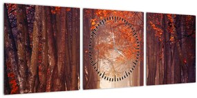 Obraz - Jesenné les (s hodinami) (90x30 cm)