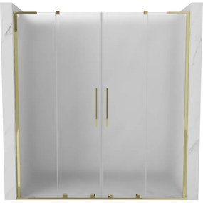 Mexen Velar L Duo, posuvné sprchové dvere do otvoru 200 cm, 8mm sklo námraza, zlatá lesklá, 871-200-003-32-50
