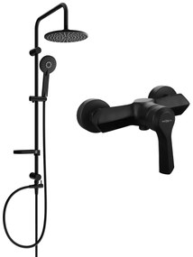 Mexen Carl sprchový set s dažďovou sprchou a sprchovou batériou Sabre, čierna matná, 72140240-70