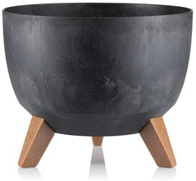 PLASTOVÝ KVETINÁČ ROSA LINEA SADA 2KS 15X24,3 CM+18,3X29,2 CM IMITÁCIA BETÓNU ČIERNA