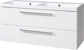 Mereo, Mereo Bino, kúpeľňová skrinka s umývadlom z liateho mramoru 121 cm, biela, MER-CN663M