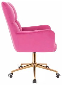 LuxuryForm DESIGN Kreslo AURORA VELUR na zlatej podstave s kolieskami - tmavo ružové