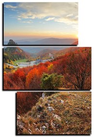 Obraz na plátne - Jesenná krajina pri západe slnka, Slovensko, Vrsatec - obdĺžnik 7260C (120x80 cm)