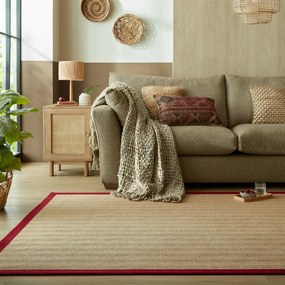 Flair Rugs, Kusový koberec Herringbone Border Kira Red, 120x170, béžová, chodba / predsieň