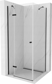 Mexen Roma, sprchovací kút 100 (dvere) x 100 (stena) cm, 6mm číre sklo, čierny profil, 854-100-100-70-00
