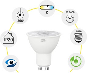 Toolight Toolight, LED žiarovka GU10, 5W, 350lm, 3000K, teplá farba, RSL040, OSW-20022