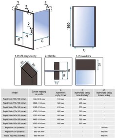 Rea Rapid, pevná stena pre sprchovací kút Rapid 80 x 195 cm, 6mm číre sklo, zlatý matný profil, REA-K4704