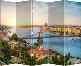 Paraván - Mesto Budapešť s riekou (210x170 cm)