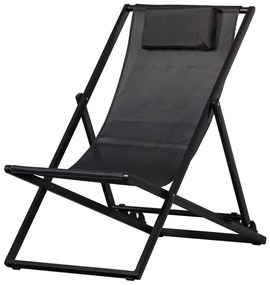 Čierne kovové skladacie záhradné ležadlo Esper - Exotan