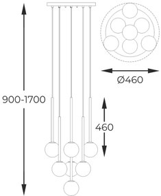 Zuma Line P0574-07F-SDFZ - Luster na lanku ARCTURUS 7xG9/4W/230V čierna