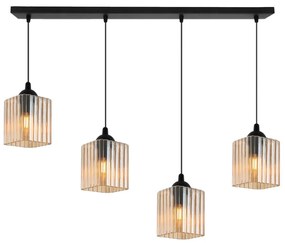 Závesné svietidlo Riffle Square, 4x medové sklenené tienidlo, b