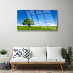 Obraz na skle Tráva strom príroda 120x60 cm