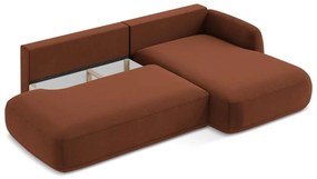 Terakotová rozkladacia rohová pohovka (pravý roh/s leňoškou) Hale – Makamii